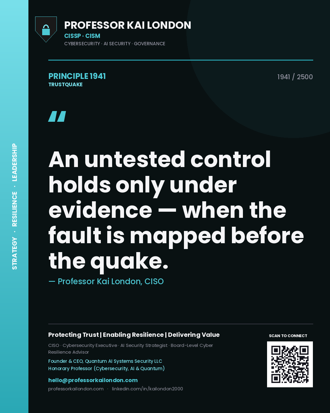 Professor Kai London principle 1941: An untested control holds only under evidence — when the fault is mapped before the quake.