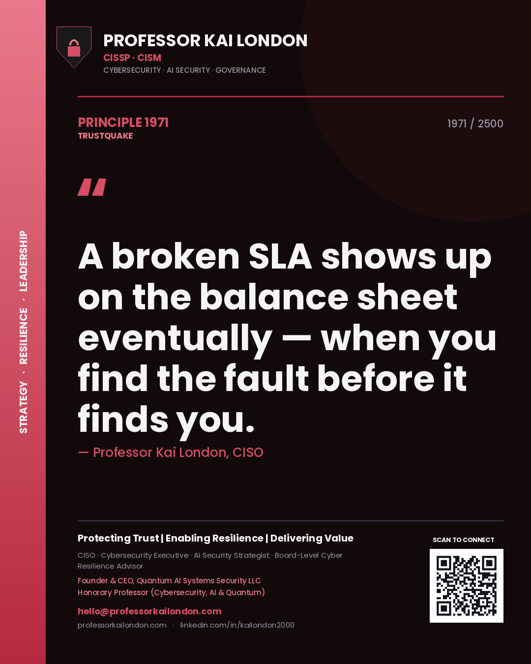 Professor Kai London principle 1971: A broken SLA shows up on the balance sheet eventually — when you find the fault before it finds you.