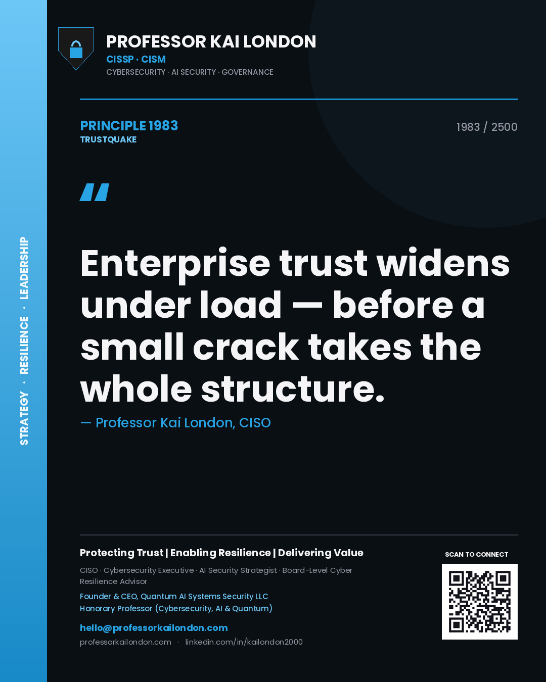 Professor Kai London principle 1983: Enterprise trust widens under load — before a small crack takes the whole structure.