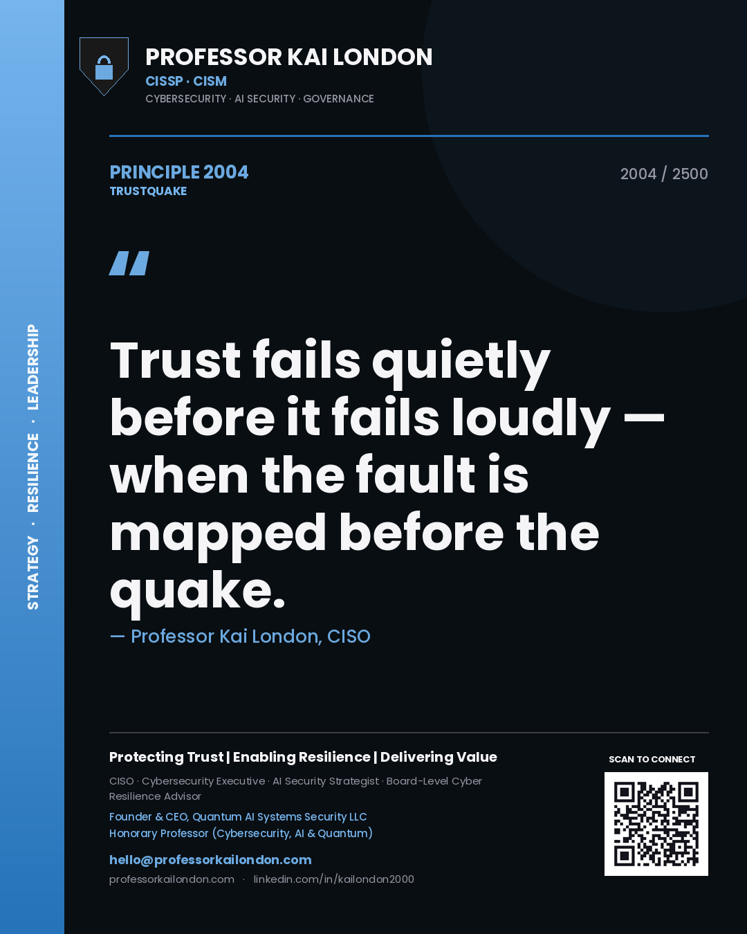Professor Kai London principle 2004: Trust fails quietly before it fails loudly — when the fault is mapped before the quake.