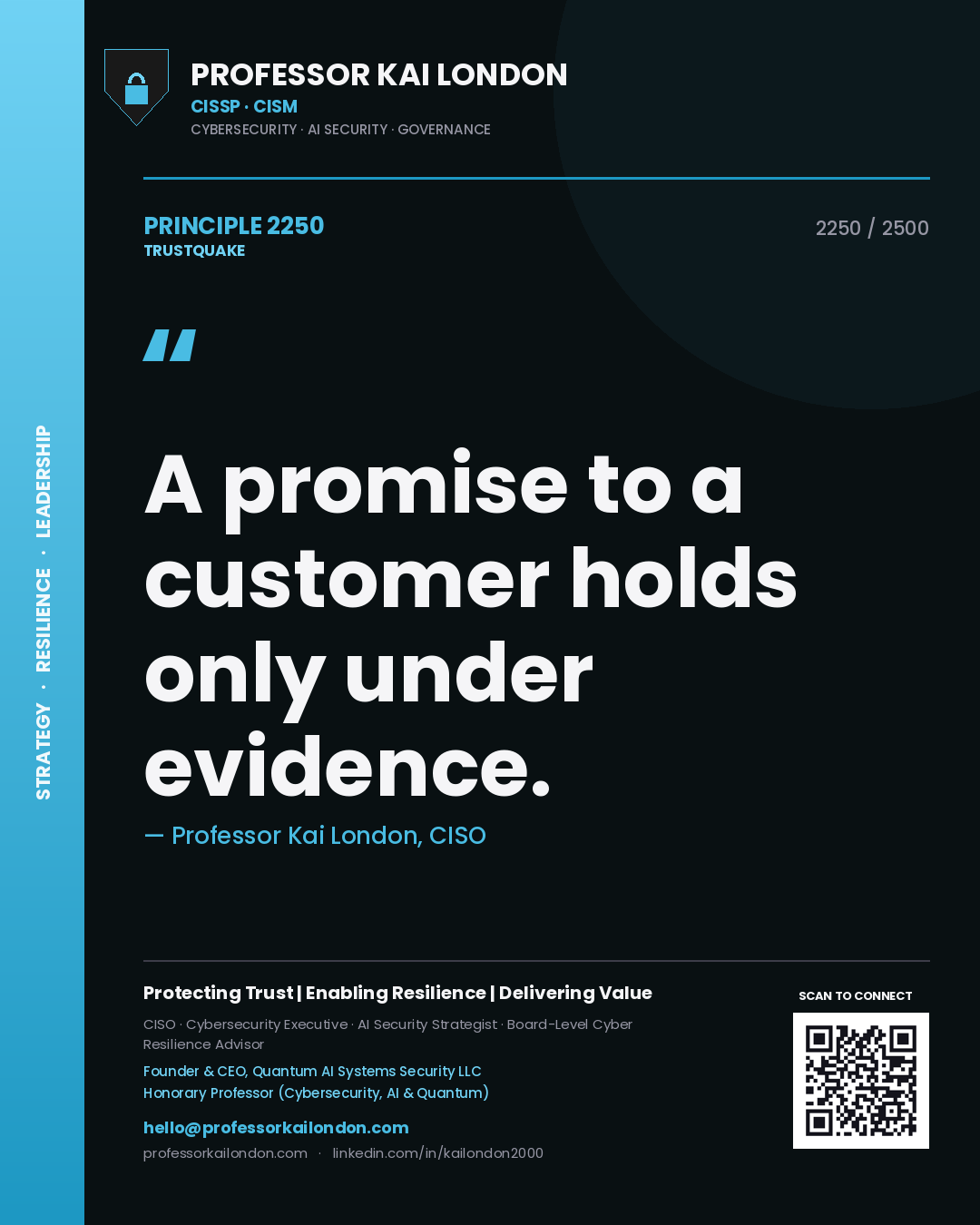 Professor Kai London principle 2250: A promise to a customer holds only under evidence.