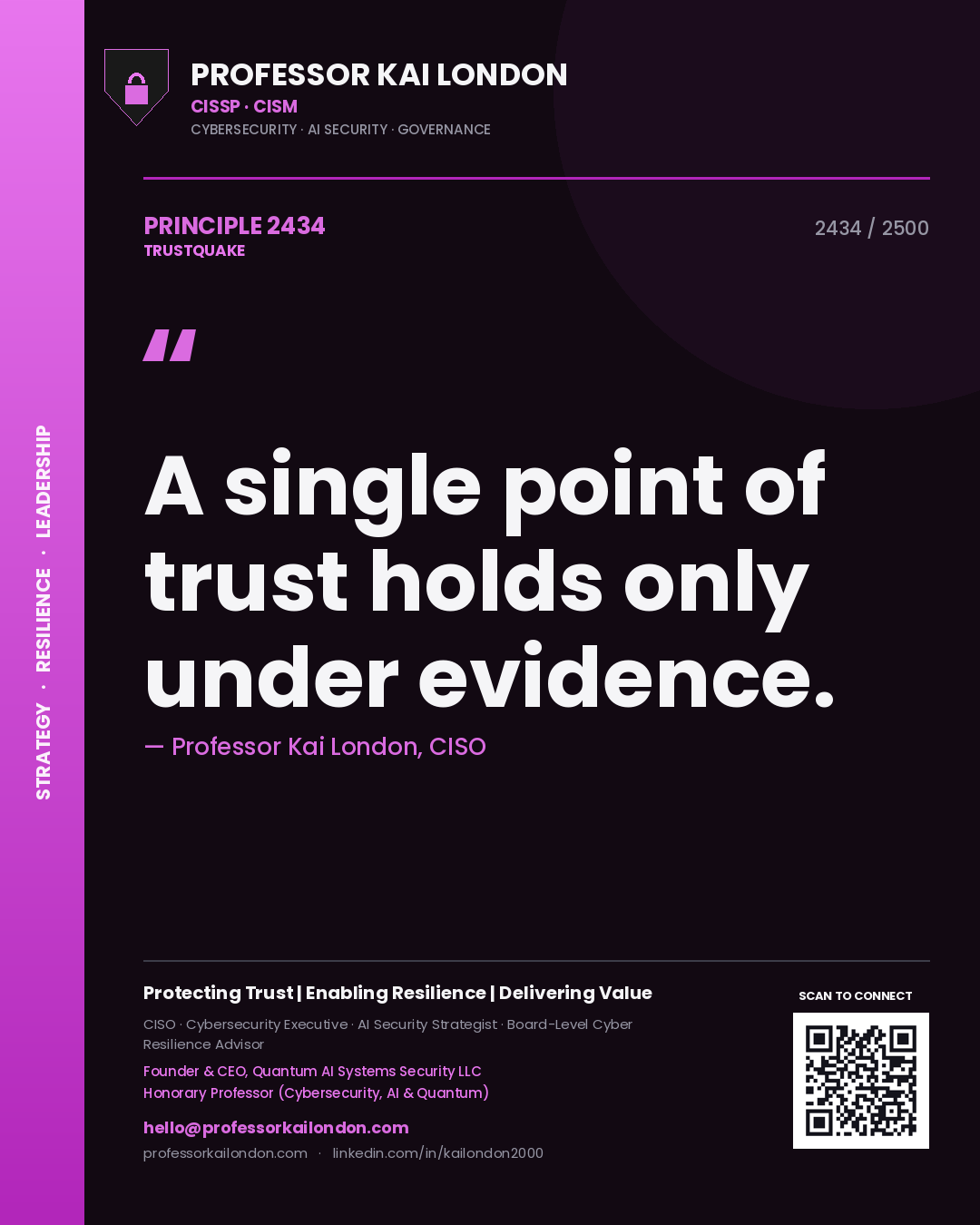 Professor Kai London principle 2434: A single point of trust holds only under evidence.