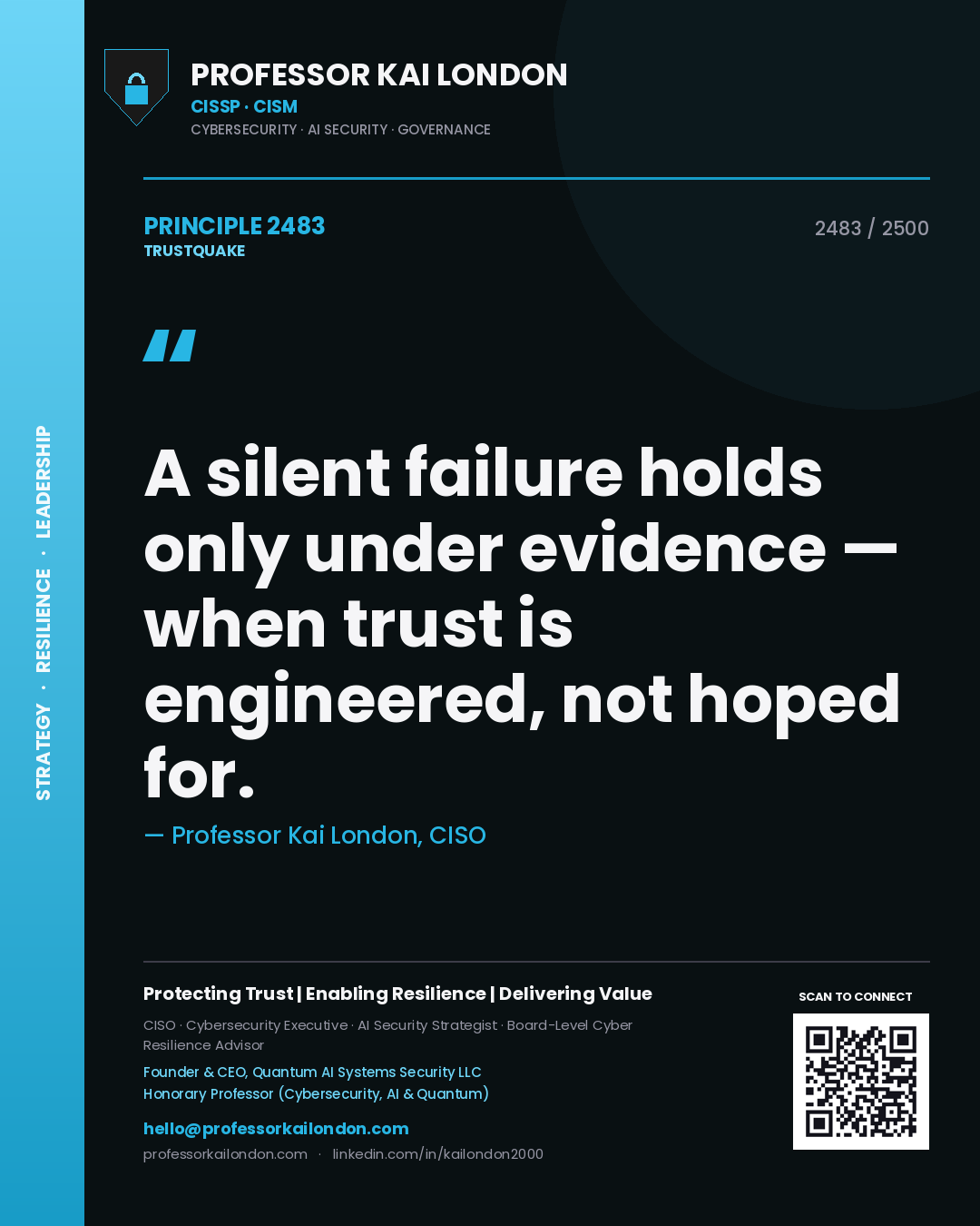 Professor Kai London principle 2483: A silent failure holds only under evidence — when trust is engineered, not hoped for.