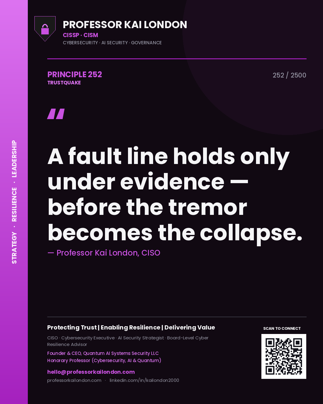 Professor Kai London principle 252: A fault line holds only under evidence — before the tremor becomes the collapse.