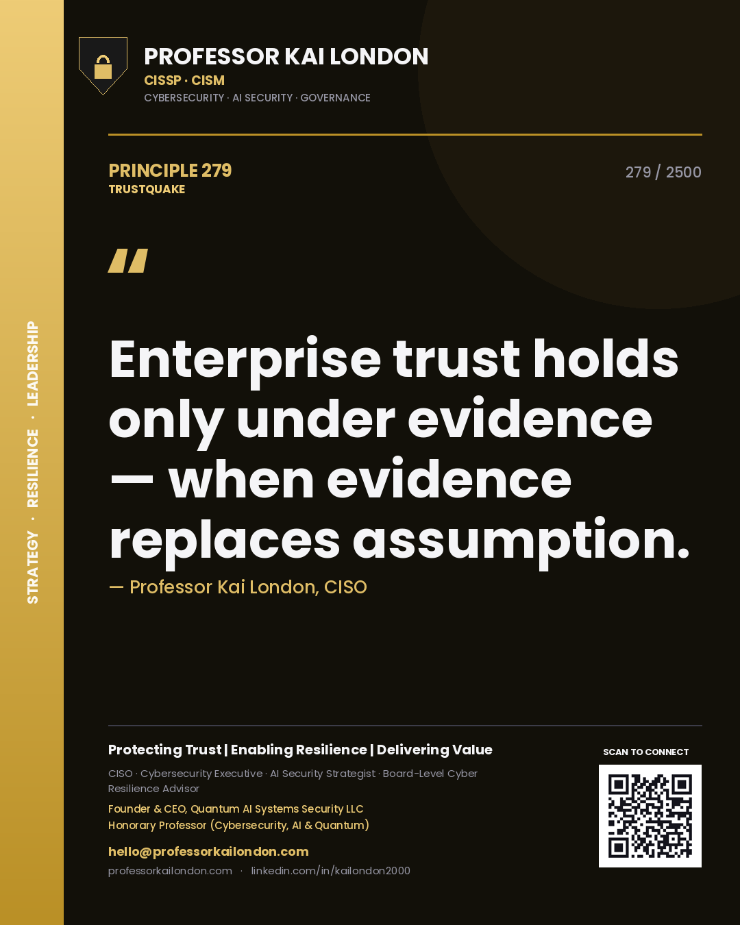 Professor Kai London principle 279: Enterprise trust holds only under evidence — when evidence replaces assumption.