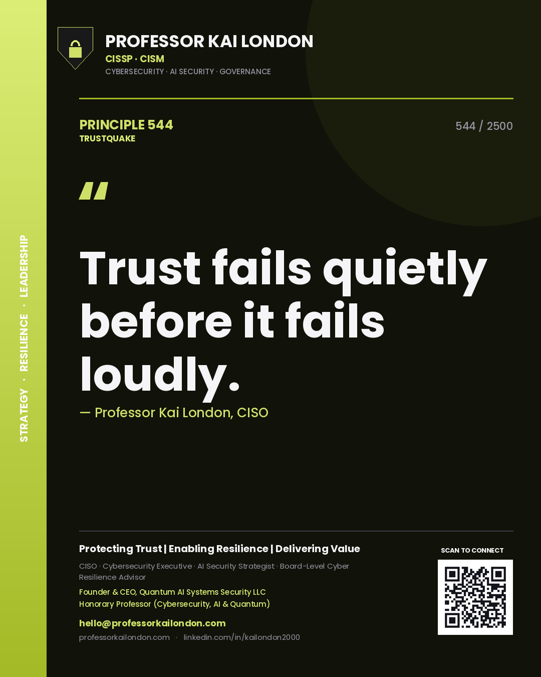 Professor Kai London principle 544: Trust fails quietly before it fails loudly.