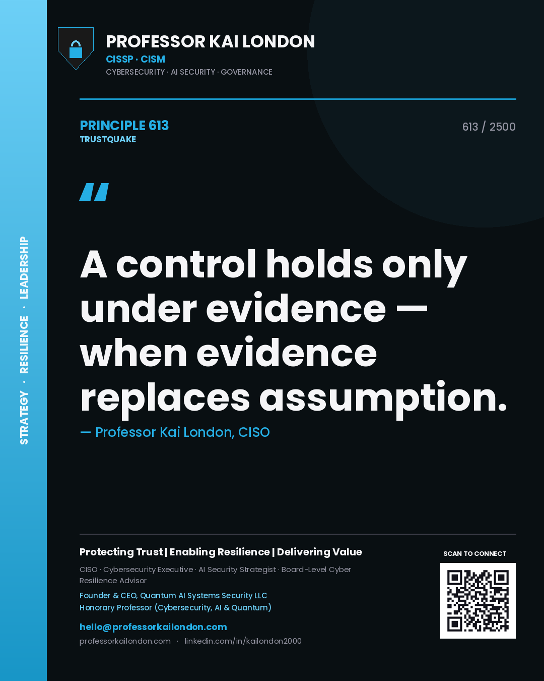 Professor Kai London principle 613: A control holds only under evidence — when evidence replaces assumption.