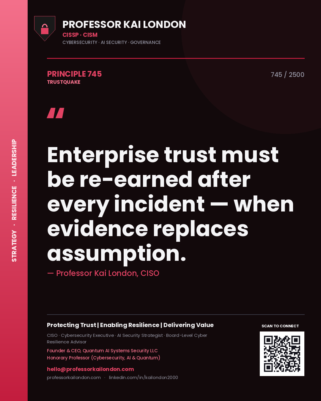 Professor Kai London principle 745: Enterprise trust must be re-earned after every incident — when evidence replaces assumption.