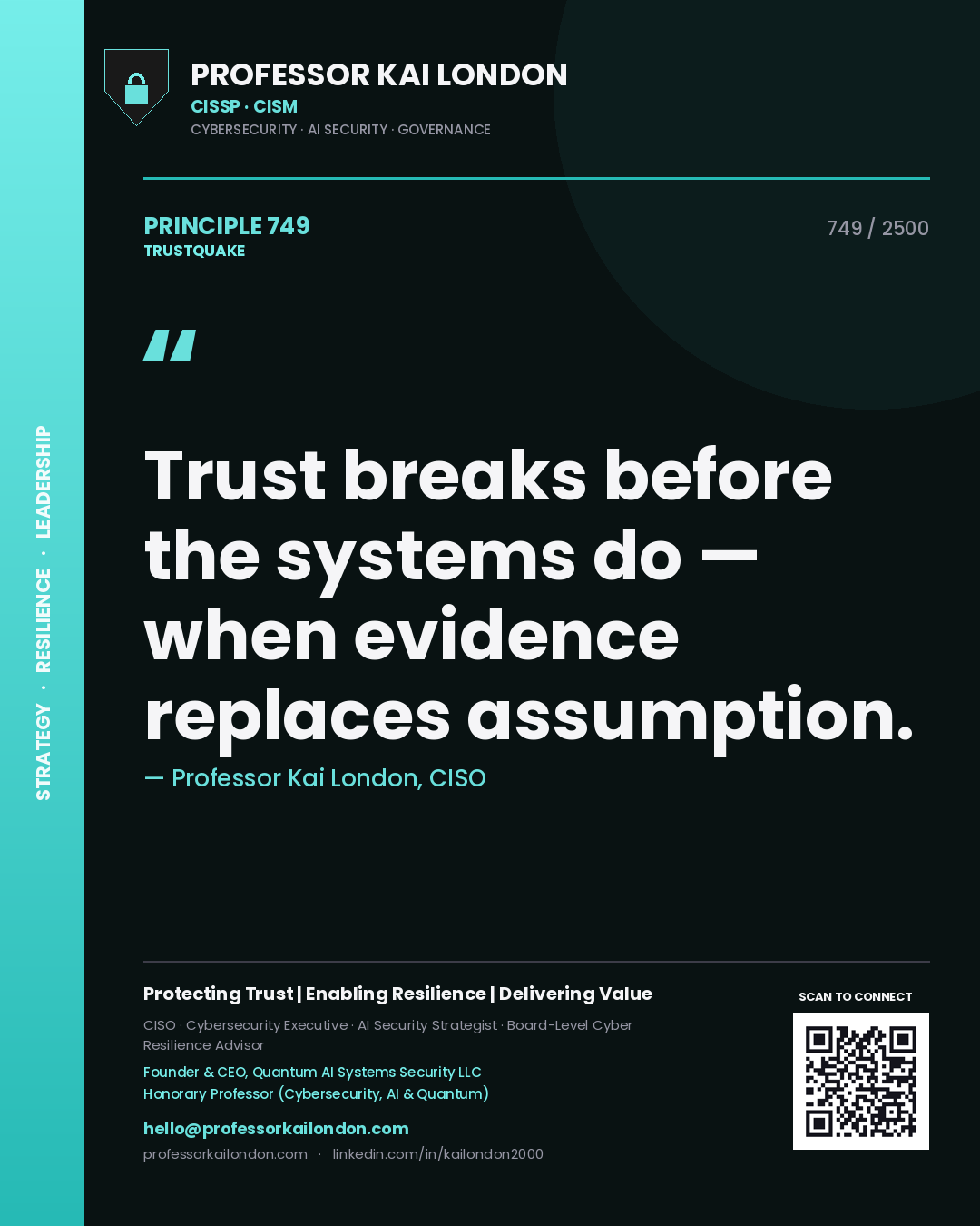 Professor Kai London principle 749: Trust breaks before the systems do — when evidence replaces assumption.